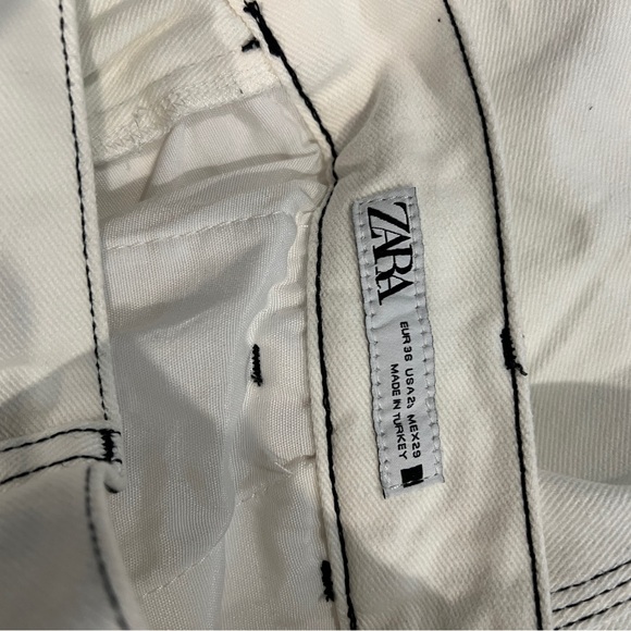 Zara White Stitch Detail Pants - Picture 3 of 4